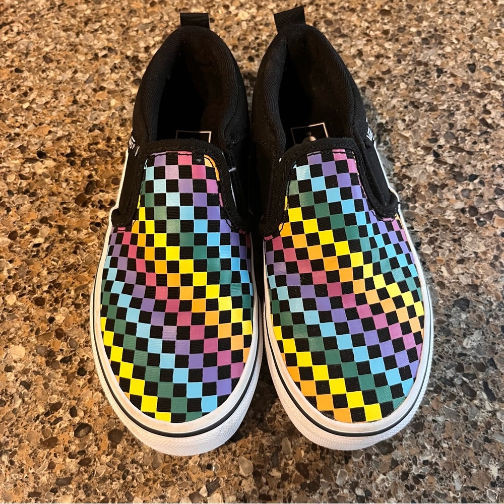 Vans rainbow slip on kids 13